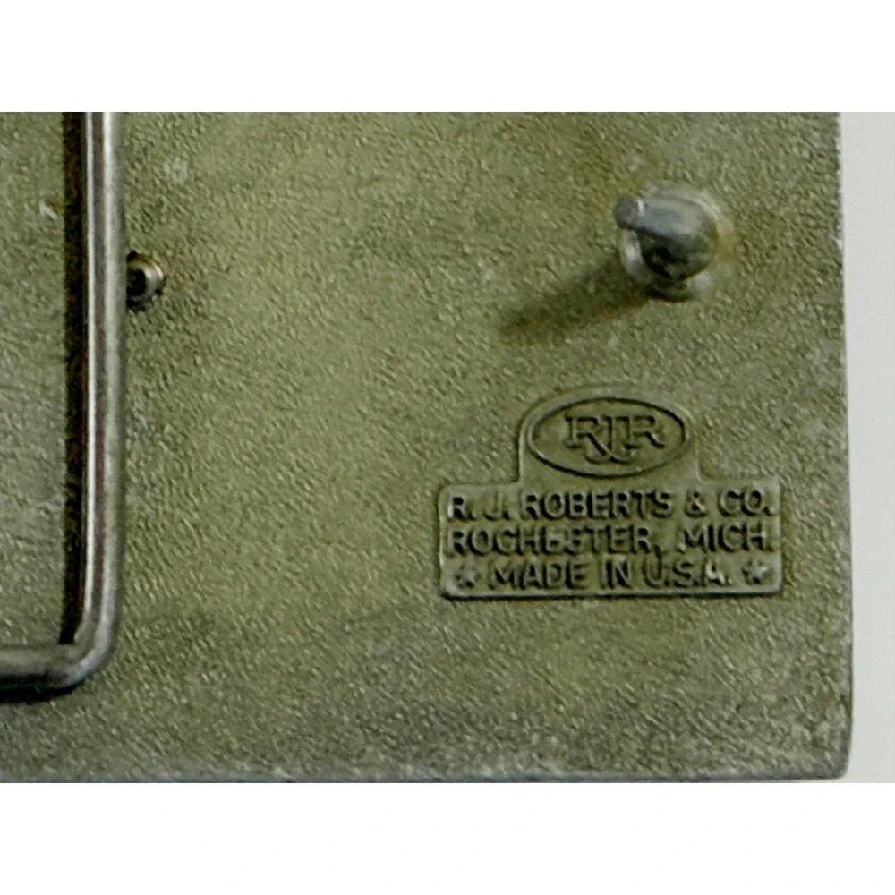 R.J. Roberts Belt Buckle Mens Silver Chevrolet Certified Technician Vintage‎